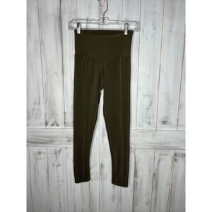 WOMENS ONZIE‎ OLIVE GREEN HIGH WAIST RIBBED TEXTURED 7/8 LEGGINGS XS ACTIVE YOGA